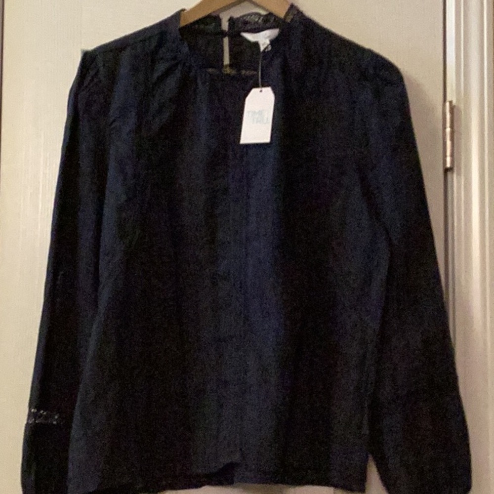 Women's Cotton Navy Blue Lace Top. Size Medium